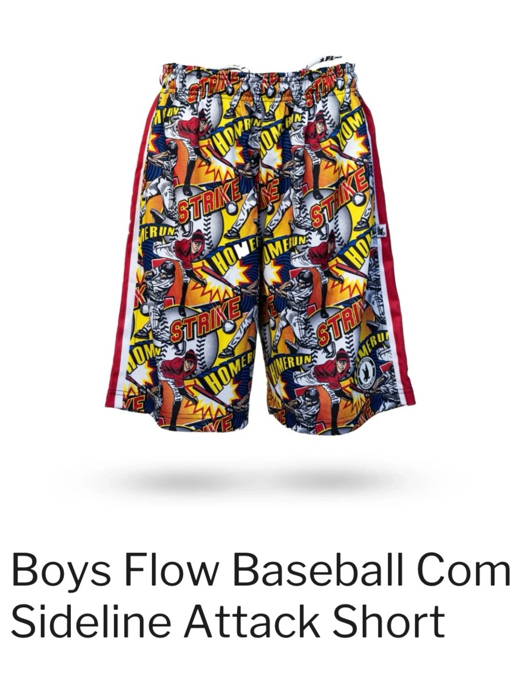 Flow Society Boys Baseball Comic Sideline Shorts NWT